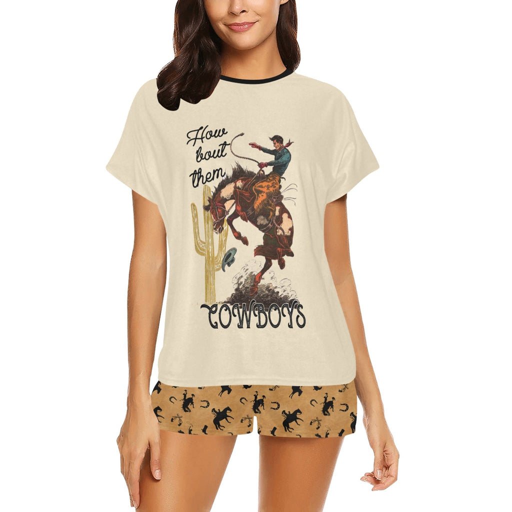 Baha Ranch Them Cowboys Women's Western Top and Short Pajama Set by Baha Ranch Western Wear