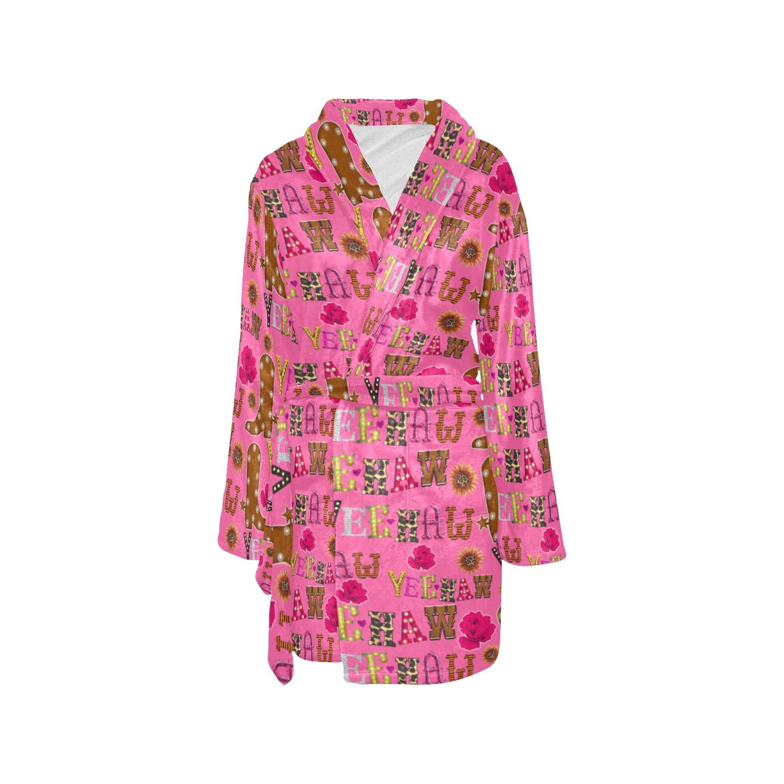 Baha Ranch Pink Yeehaw Women's Western Bath Robe by Baha Ranch Western Wear - product image 3