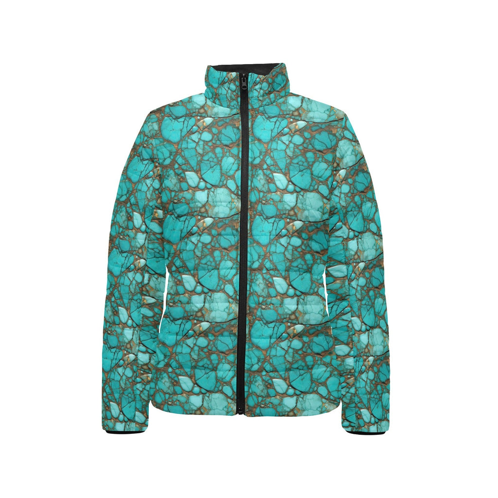 All Turquoise Women's Puffy Bomber Jacket by Baha Ranch Western Wear - product image 5