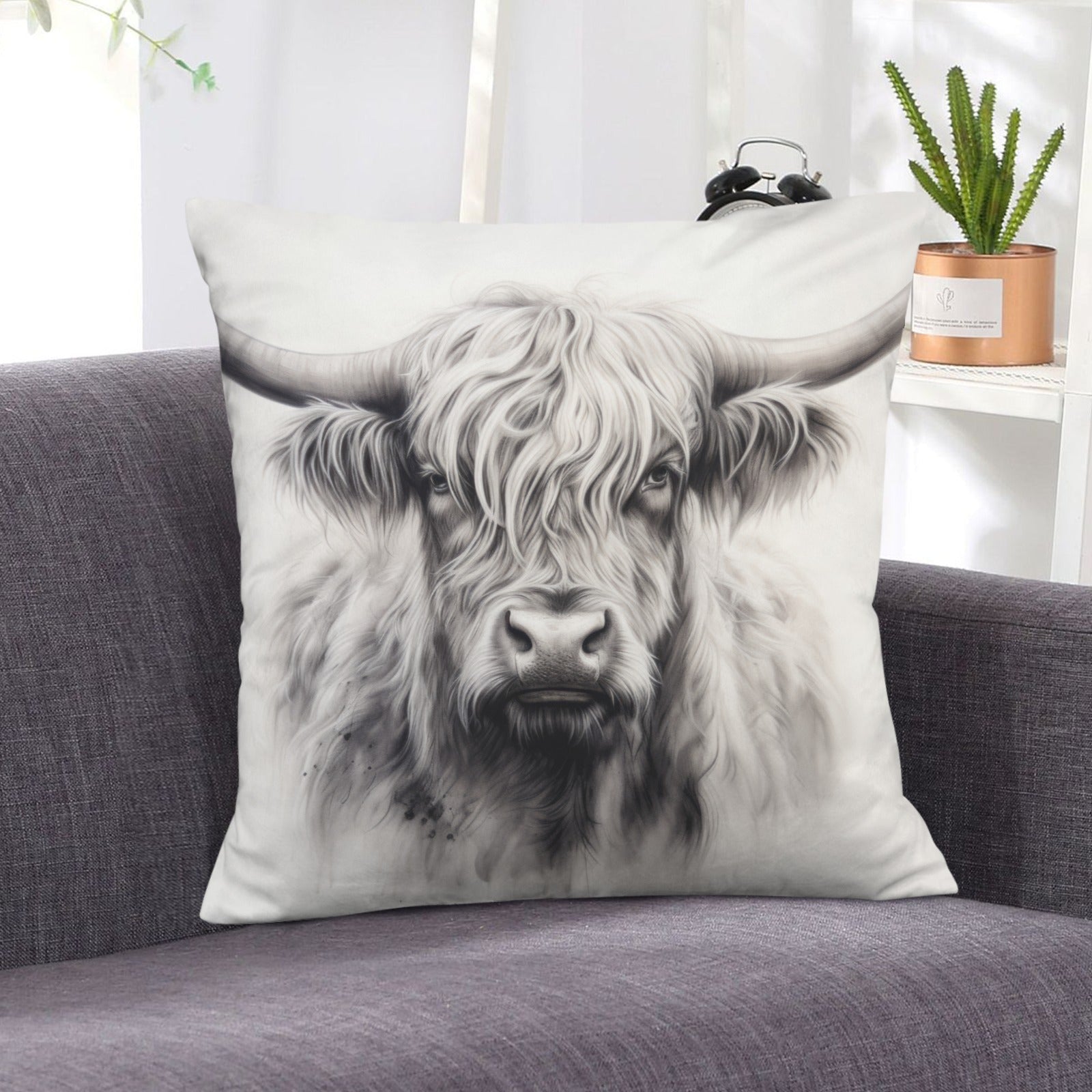 Baha Ranch Black White Highland Velvety Soft Pillow Cover Made in America by Baha Ranch Western Wear - product image 6