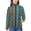 Teal Aztec Women's Puffy Bomber Jacket by Baha Ranch Western Wear