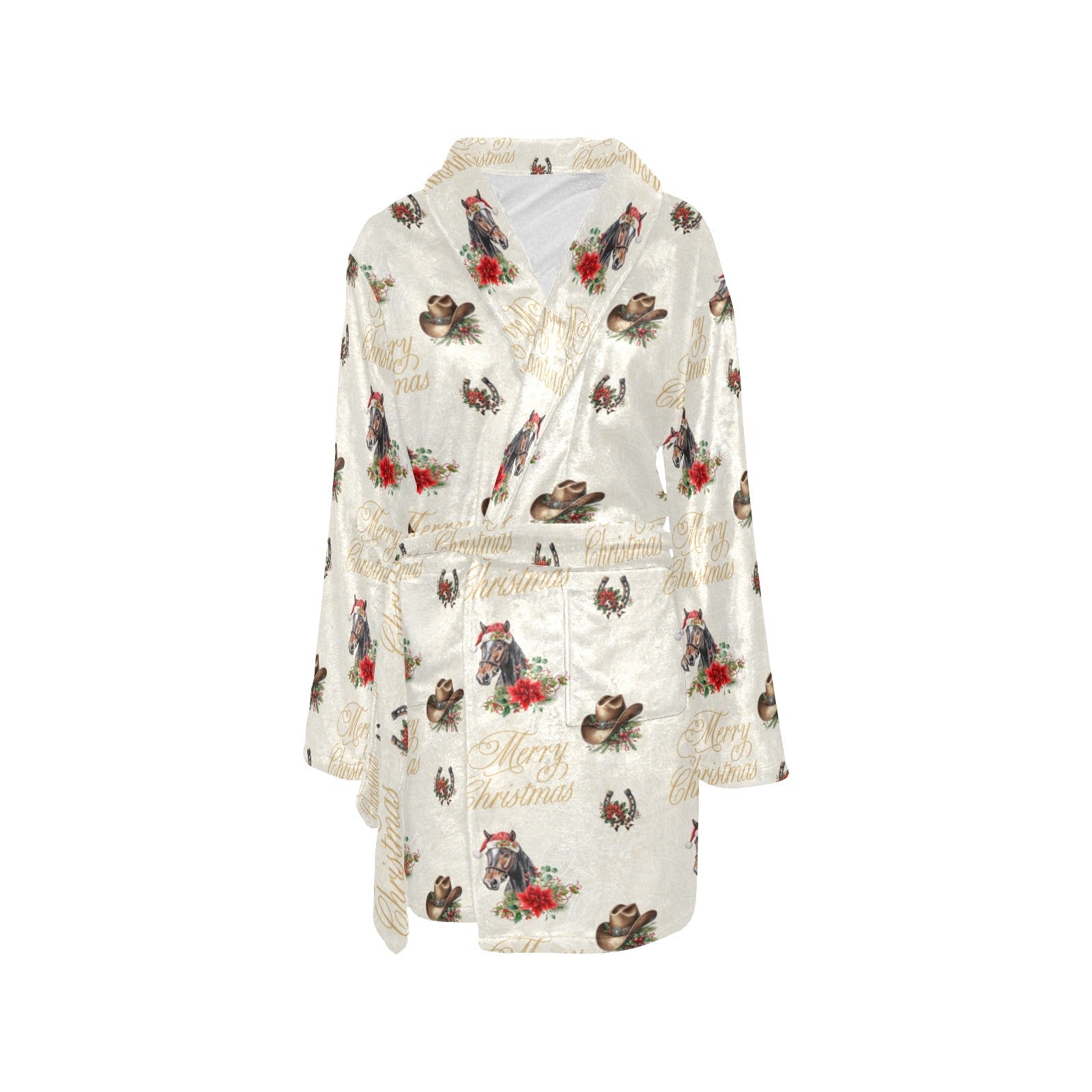Baha Ranch Christmas Horses Western Fleece Bathrobe by Baha Ranch Western Wear - product image 3