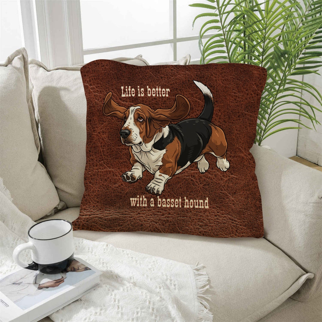 Baha Ranch Basset Hound Life is Better Throw Pillow Case Made in America by Baha Ranch Western Wear - product image 3