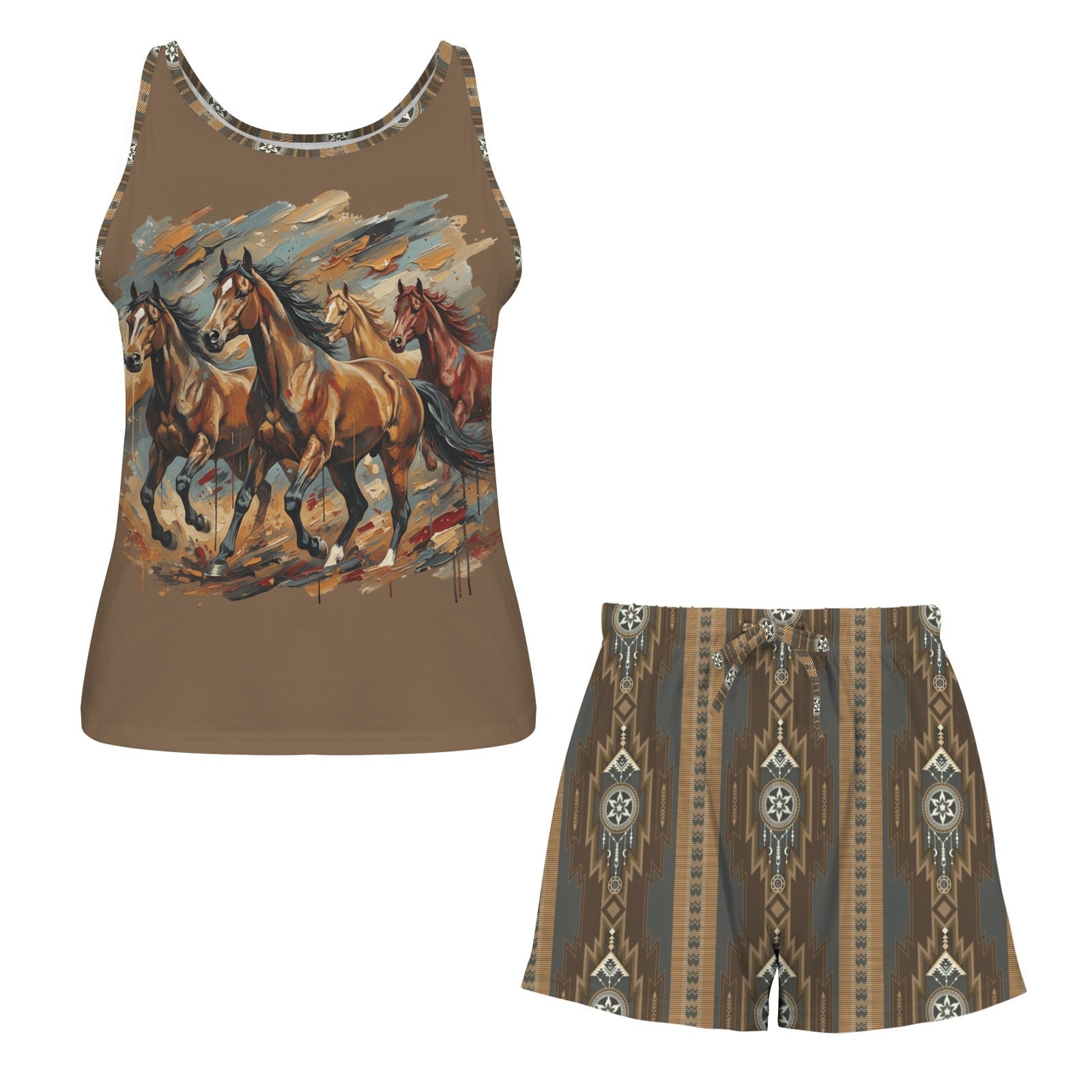 Baha Ranch Running Wild Pajama Lounge Tank Shorts Set Made in America by Baha Ranch Western Wear - product image 4