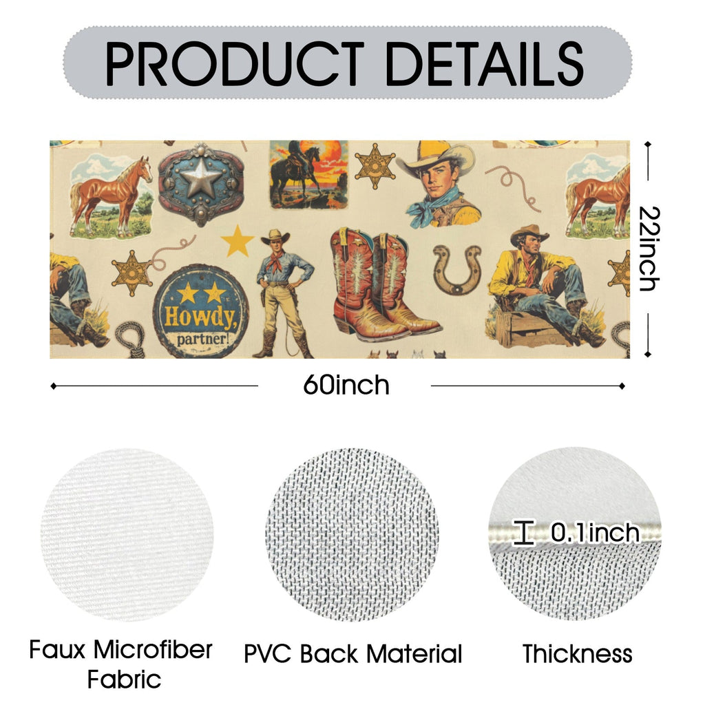 Baha Ranch Vintage Cowboy Collage Rug Runner Indoor 60" x 22" Made in America by Baha Ranch Western Wear - product image 5