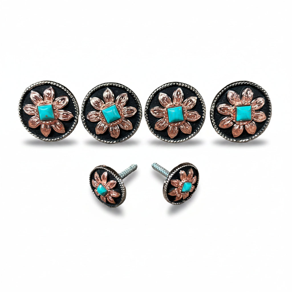 Copper Turquoise Sunflower Saddle Set SSW188 — view 2