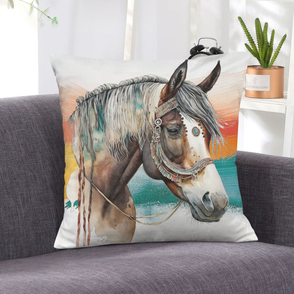 Baha Ranch War Pony Horse Velvety Soft Pillow Cover Made in America by Baha Ranch Western Wear - product image 2