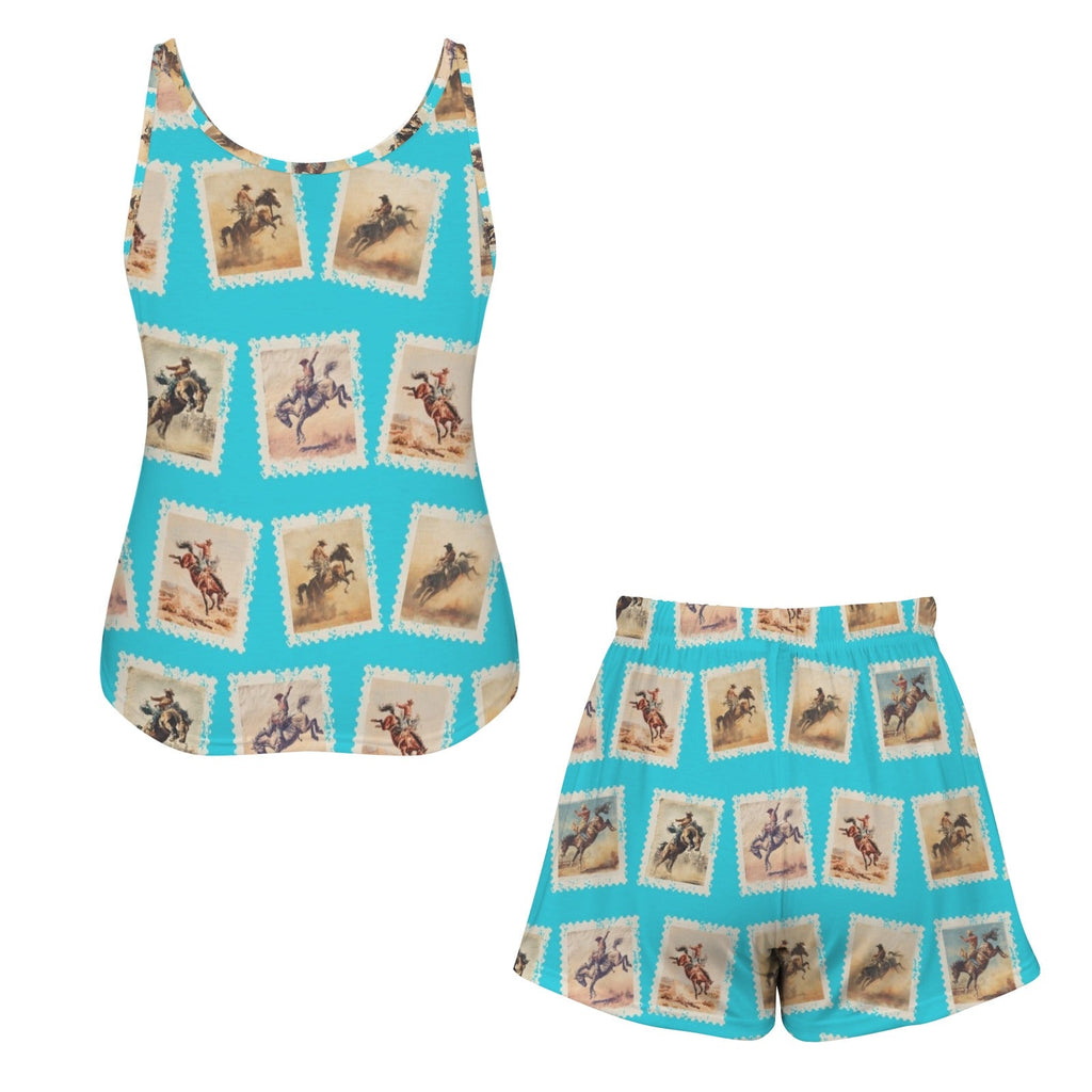 Baha Ranch Stamped Rodeo Cowboy Tank Shorts Lounge Pajama Set Made in America by Baha Ranch Western Wear - product image 6