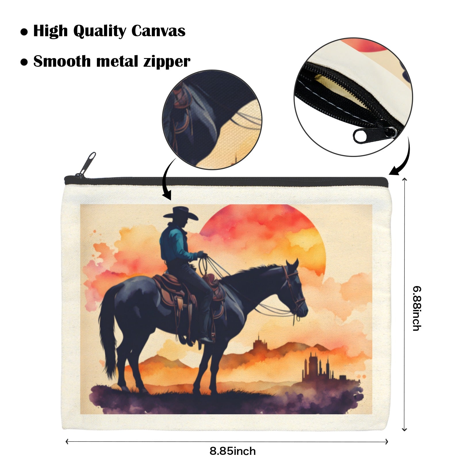 Baha Ranch Water Color Cowboy Cosmetic Bag Pack of 5 Made in America by Baha Ranch Western Wear - product image 3