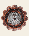 AB Antique Silver 1" European Crystal Concho and Leather Rosette on a warm cream background