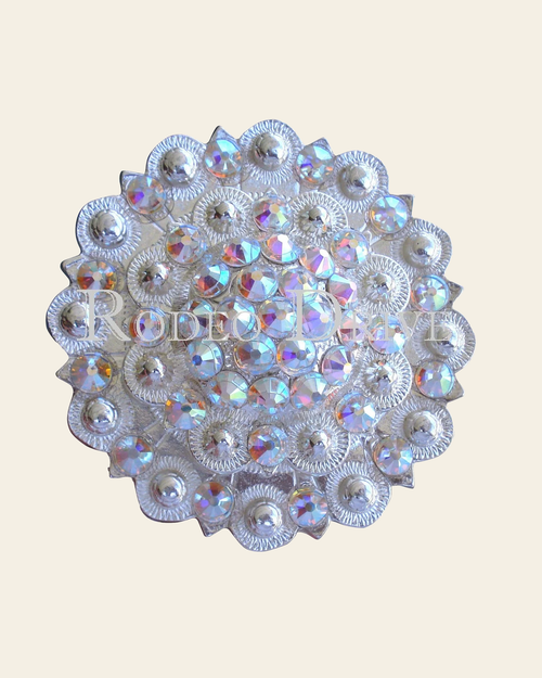 AB Bright Silver Berry Jacket European Crystal Concho on a warm cream background