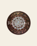 AB Copper 1.5" Disc European Crystal Concho on a warm cream background