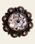 AB Copper 1" European Crystal Concho on a warm cream background