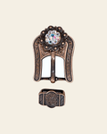 AB Copper European Crystal Buckle Keeper Set on a warm cream background