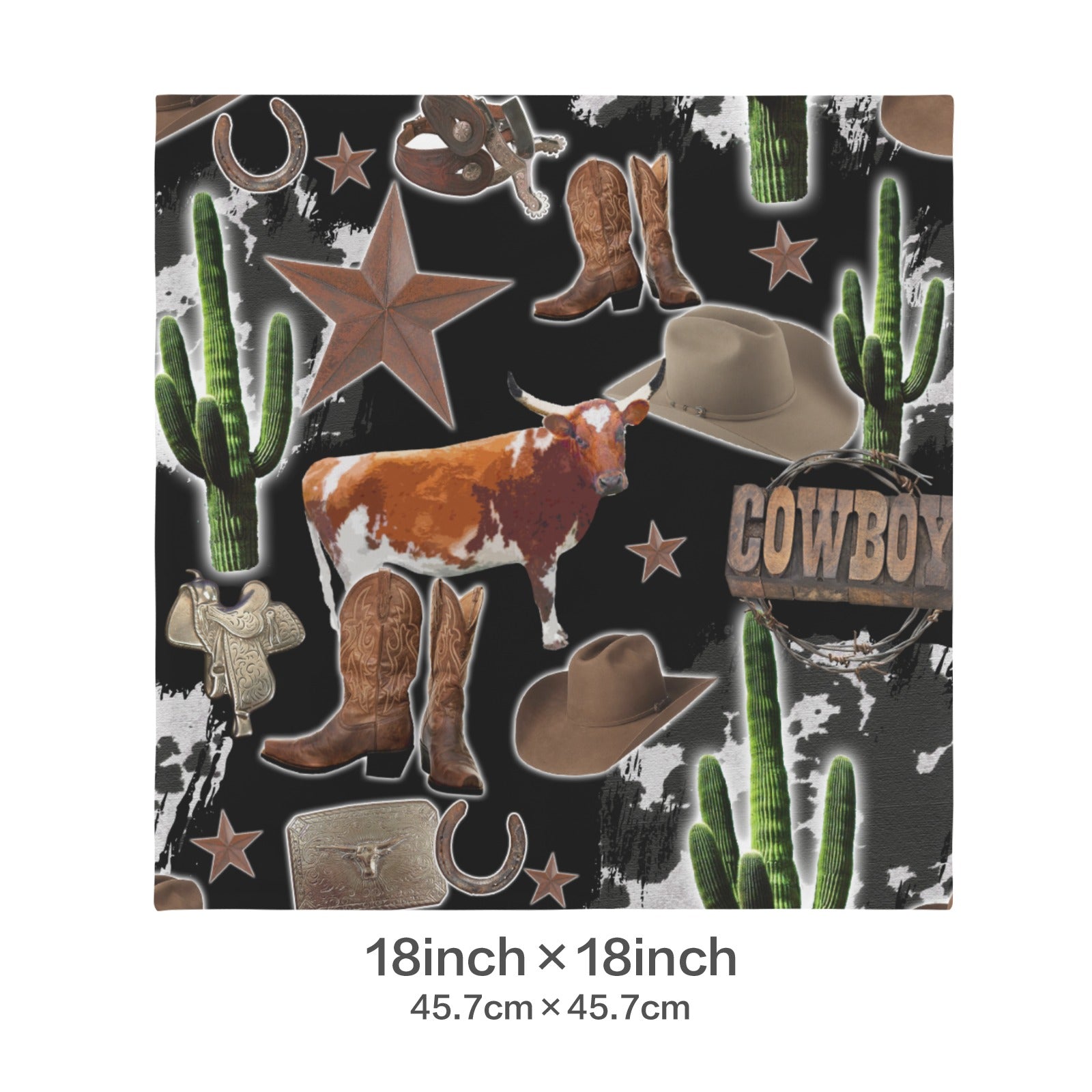 Baha Ranch Cowboy Collage Velvety Soft Throw Pillow Case Made in America by Baha Ranch Western Wear - product image 5