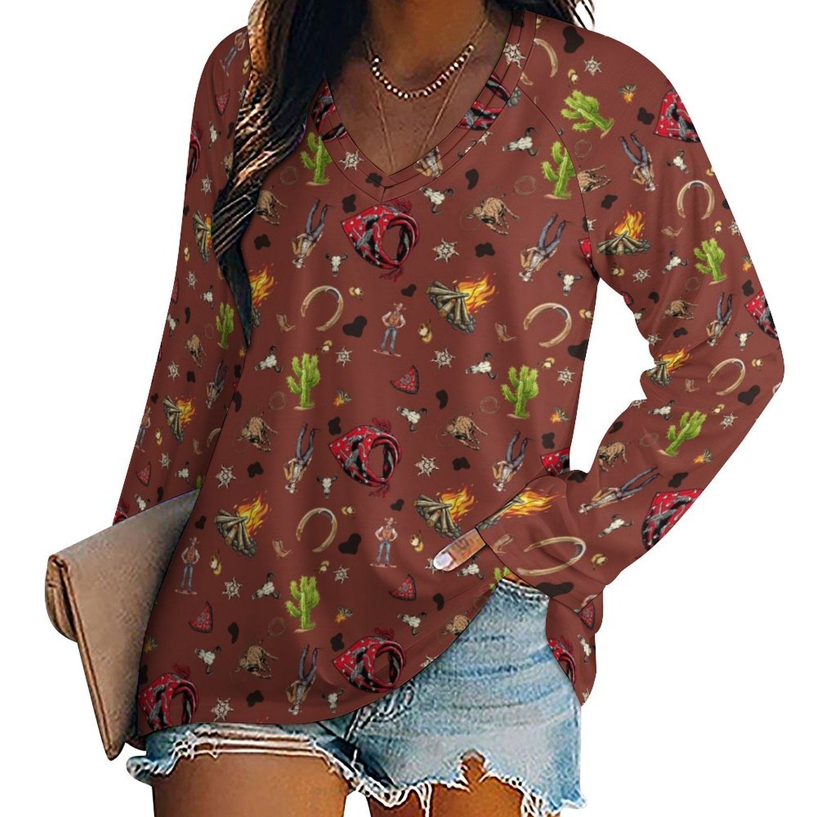 Baha Ranch Western Print Long Sleeve Top by Baha Ranch Western Wear