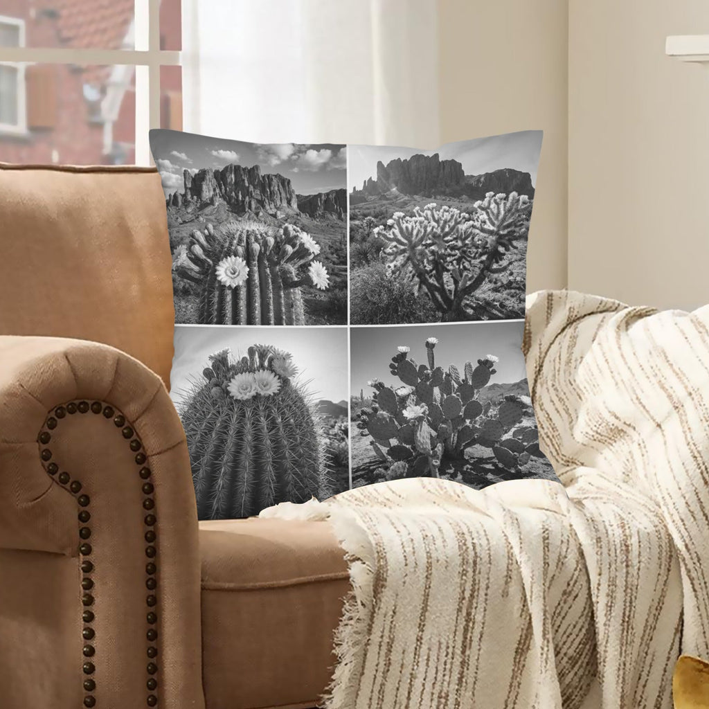 Baha Ranch Black White Cactus Velvety Soft Pillow Case Made in America by Baha Ranch Western Wear