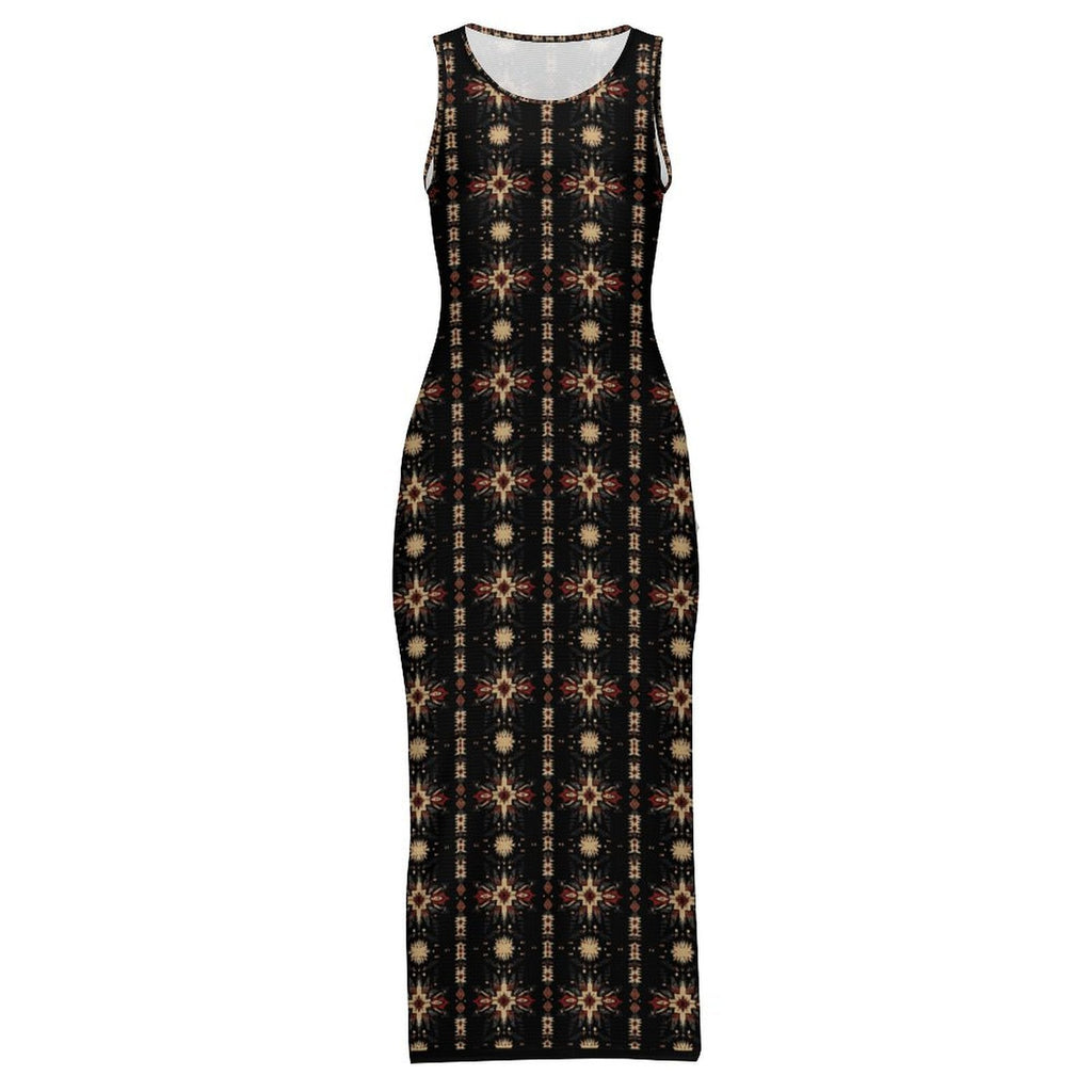 Baha Ranch Black and Tan Aztec Sleeveless Bodycon Side Slit Maxi Dress by Baha Ranch Western Wear - product image 5