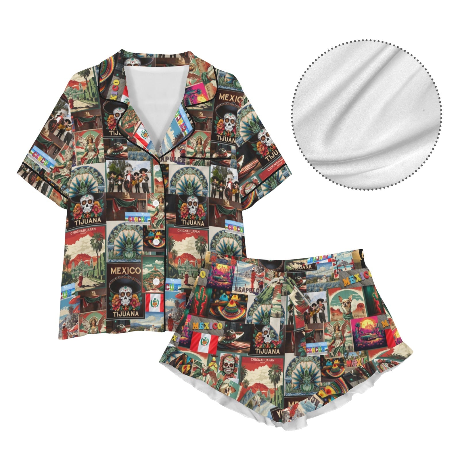 Baha Ranch Colores De Mexico Destination Mexico Collage Satin Pajamas by Baha Ranch Western Wear - product image 4