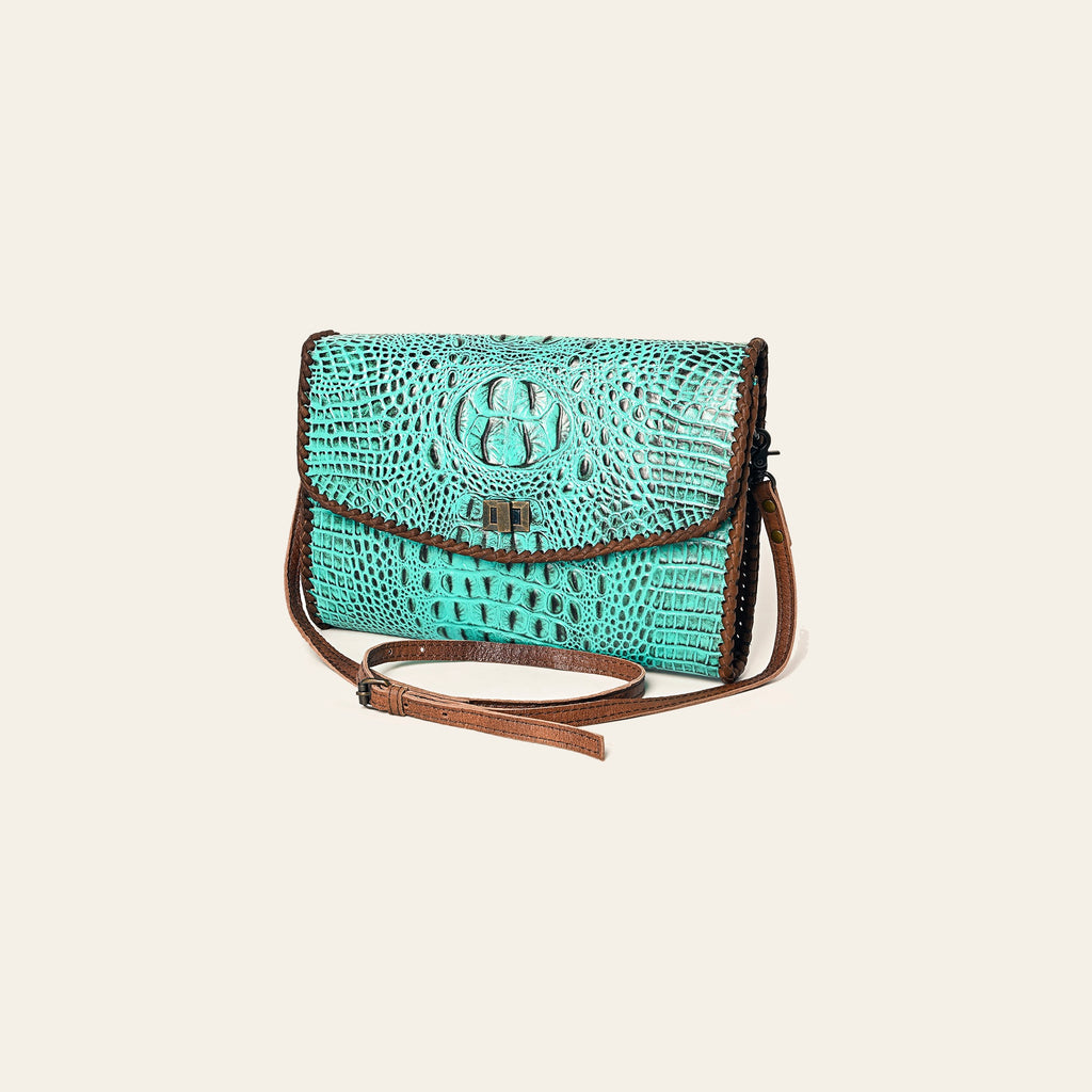 American Darling Women's Coin Purse Crocodile Embossed Genuine Leather Handbag and Ladies bag