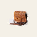 American Darling Hand-Tooled Western Leather Crossbody Bag – Genuine Floral Tooled Design, Adjustable Strap, Everyday Carry