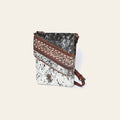 American Darling Hair-on Cowhide Hand-Tooled Crossbody Bag for Women – Genuine Leather Western Purse with Adjustable Strap and Rustic Carving