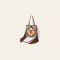 American Darling Western Leather Tote Bag with Fringe, Native American Inspired Design, Genuine Leather, Premium Quality Handcrafted