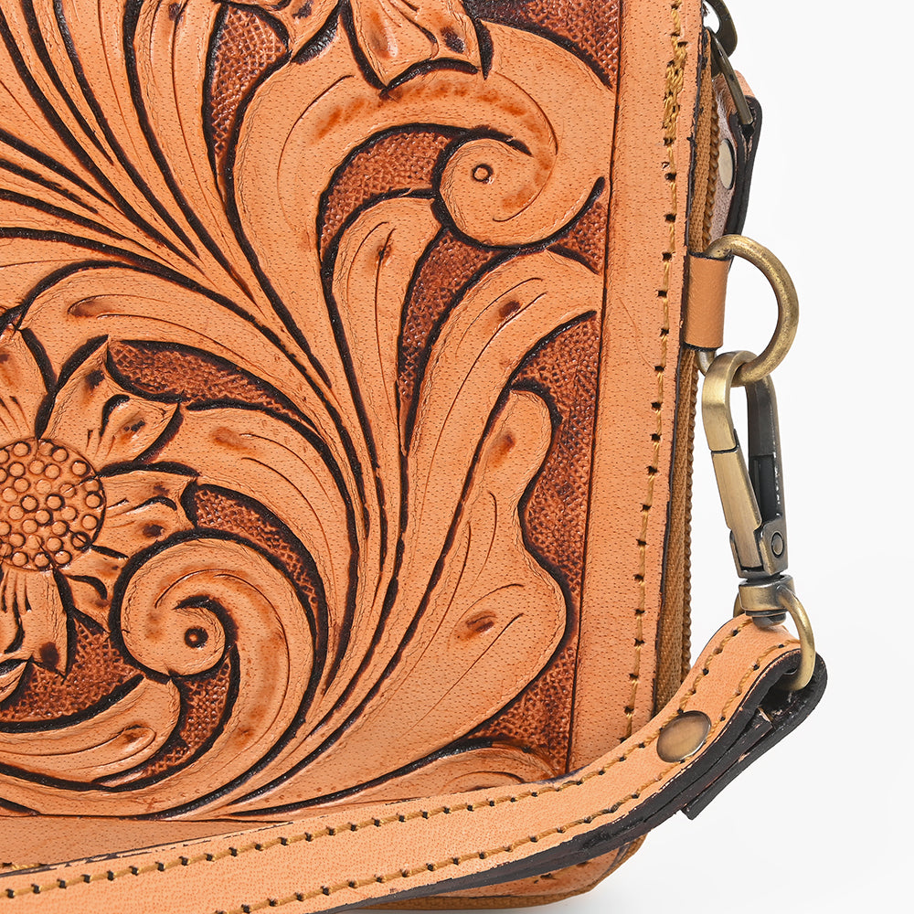 American Darling Clutch Hand Tooled Genuine Leather Western Women Bag Handbag Purse Tan | Purses for Cute