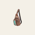 American Darling Western Sling Backpack Handcrafted from Tooled Leather | Crocodile Embossed & Floral Carved Crossbody Bag