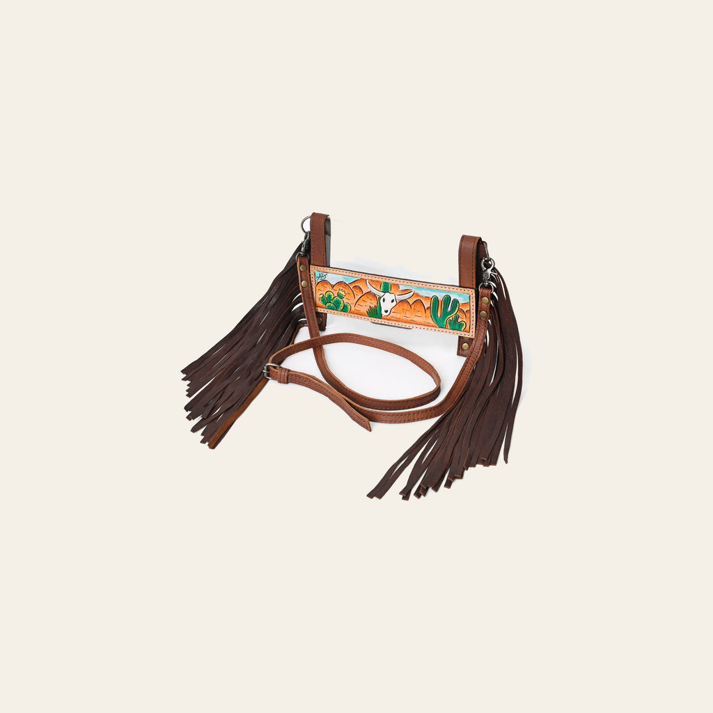 American Darling Western Clear Stadium Crossbody Bag with Hand Painted Scene | Genuine Leather Fringe Purse for Women