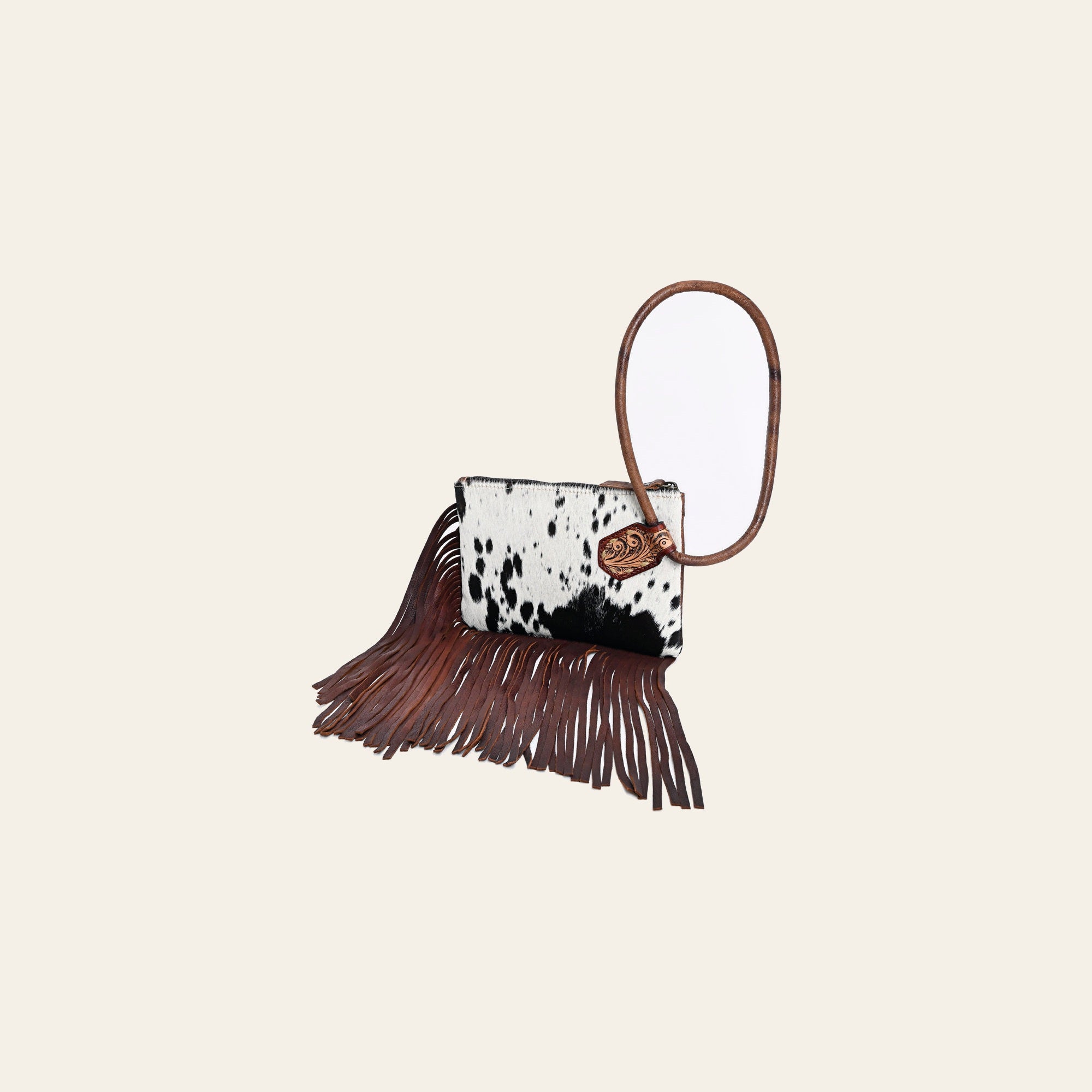 American Darling Western Wristlet Clutch Purse Handcrafted from Hair-On Cowhide & Genuine Leather | Large Fringe Detail