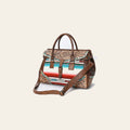 American Darling Western Duffel Bag Hand Tooled Genuine Leather Woven Saddle Blanket Travel Bag 12in (H) X 17in (W) X 8in (D)