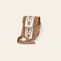 American Darling Western Crossbody Bag Hand Tooled Floral Carved Leather with Saddle Blanket 11in (H) X 9in (W) X 4in (D)