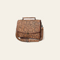 American Darling Western Hand-Tooled Leather Briefcase Bag – Floral Carved Genuine Leather Work Tote with Adjustable Strap & Top Handle