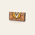 American Darling Hand-Tooled Genuine Leather Wallet Bag with Woven Saddle Blanket Panel 4.5in (H) X 8in (W)