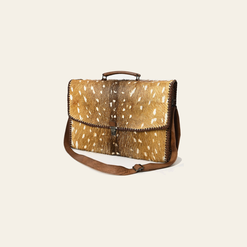 American Darling Hair-On Cowhide Briefcase Bag – Genuine Leather Western Work Bag with Shoulder Strap | Premium Handmade Laptop Case