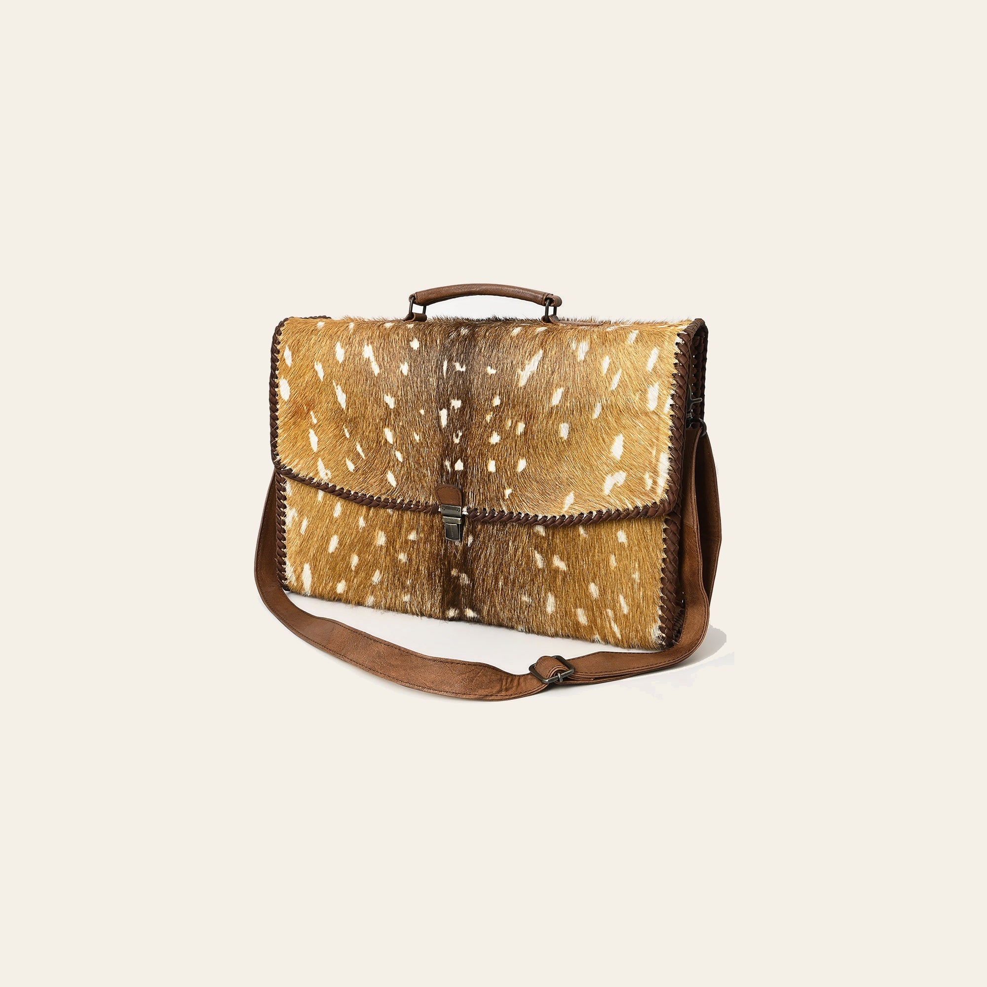 American Darling Hair-On Cowhide Briefcase Bag – Genuine Leather Western Work Bag with Shoulder Strap | Premium Handmade Laptop Case