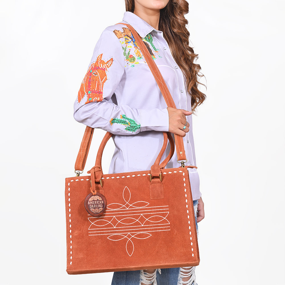 American Darling Tote Genuine Suede Leather Women Bag Western Handbag Purse | Travel Bags College Casual