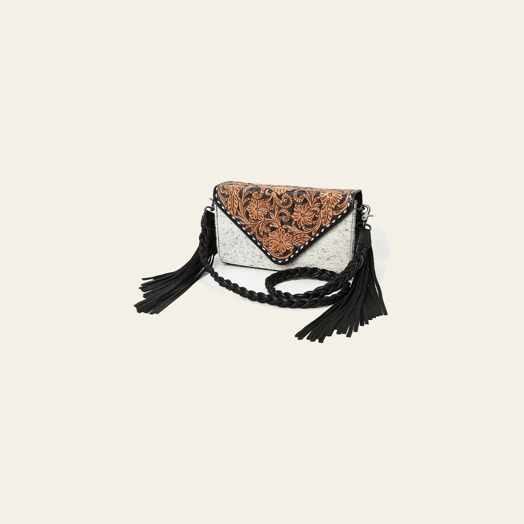 American Darling Envelope Hand Tooled Hair-On Genuine Leather Women Western Handbag | Bag for Purse