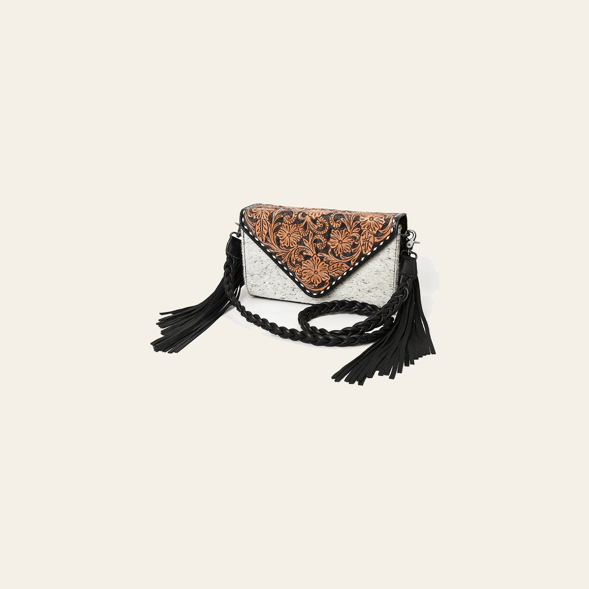 American Darling Envelope Hand Tooled Hair-On Genuine Leather Women Western Handbag | Bag for Purse