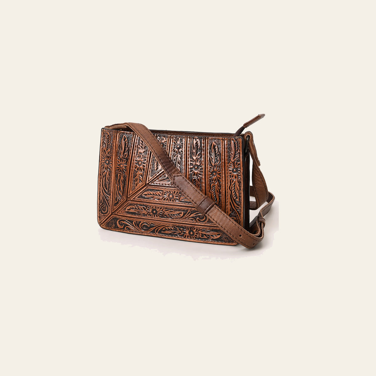 American Darling Hand-Tooled Small Cross Body Bag Genuine Leather Floral Carved Design with Premium Craftsmanship and Everyday Functionality