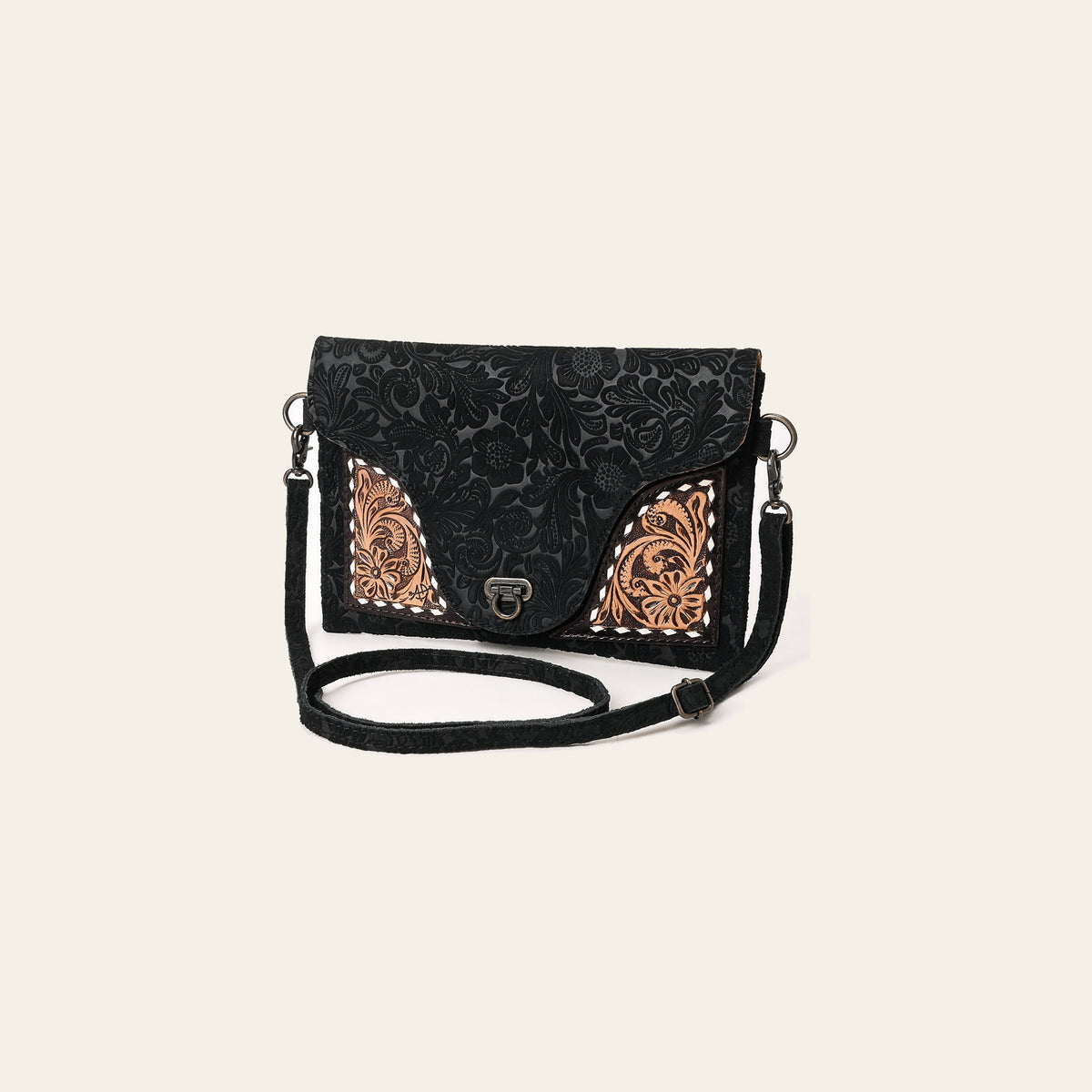 American Darling Western Leather Small Cross Body Bag – Hand-Tooled Floral Detailing, Premium Genuine Damascus Leather, Everyday Carry Purse
