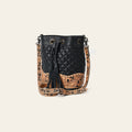 American Darling Genuine Leather Hand-Tooled Floral Quilted Bucket Bag with Tassels and YKK Zipper