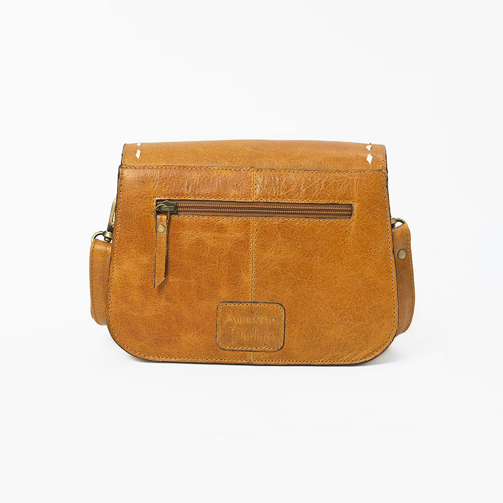 American Darling Small Western Cross Body Bag Handcrafted from Genuine Leather | Boot Stitched Flap, Buckstitch Trim & YKK Zipper