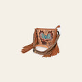 American Darling Cross body Bag for Women, Hand Tooled Floral Carved Vegetable-Tanned Full Grain Leather with Fringes