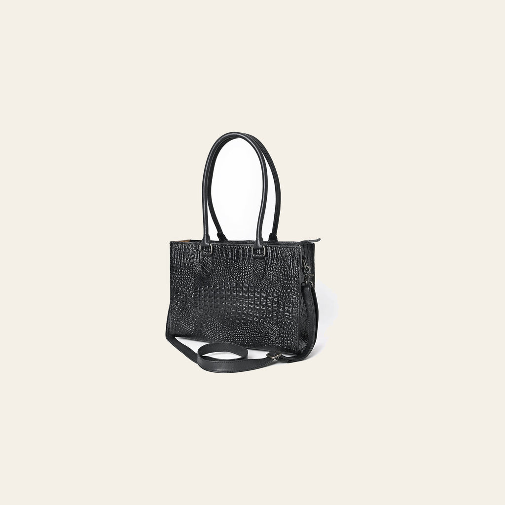American Darling Tote Bag for Women, Crocodile Embossed Vegetable-Tanned Full Grain Leather Western Purse with YKK Zipper