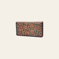 American Darling Wallet Bag for Women, Hand Tooled Floral Carved Vegetable-Tanned Full Grain Leather, Buck Stitched Western Clutch