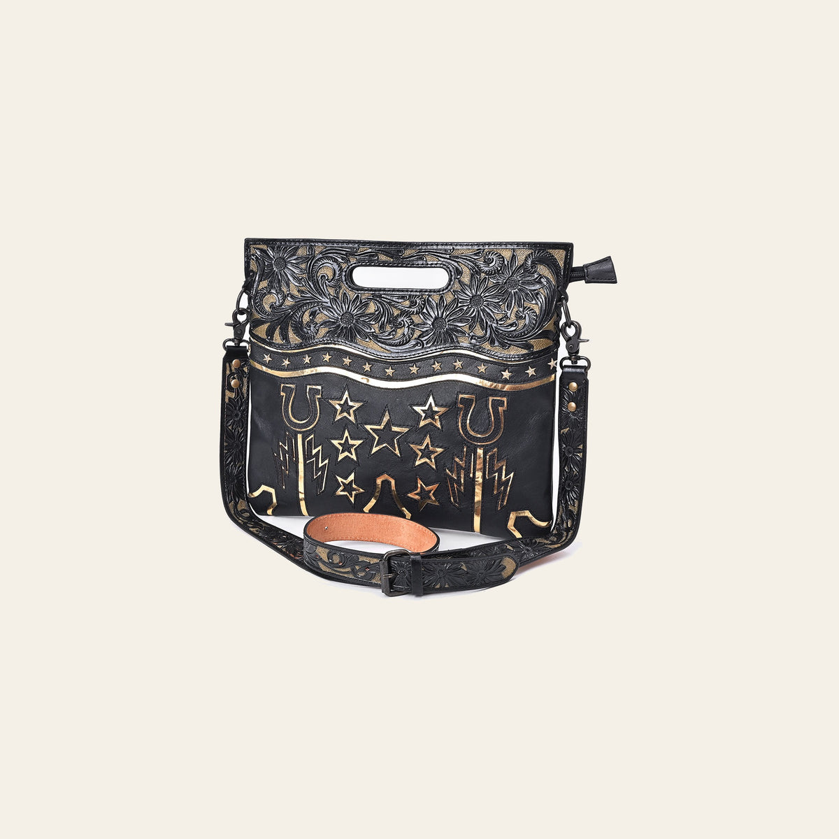 American Darling Clutch Bag, Hand-Tooled Floral Carved Western Genuine Leather Crossbody Purse with YKK Zipper for Women