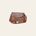 American Darling Small Cross body Bag, Hand Tooled Floral Carved Vegetable-Tanned Genuine Leather Western Purse with YKK Zipper