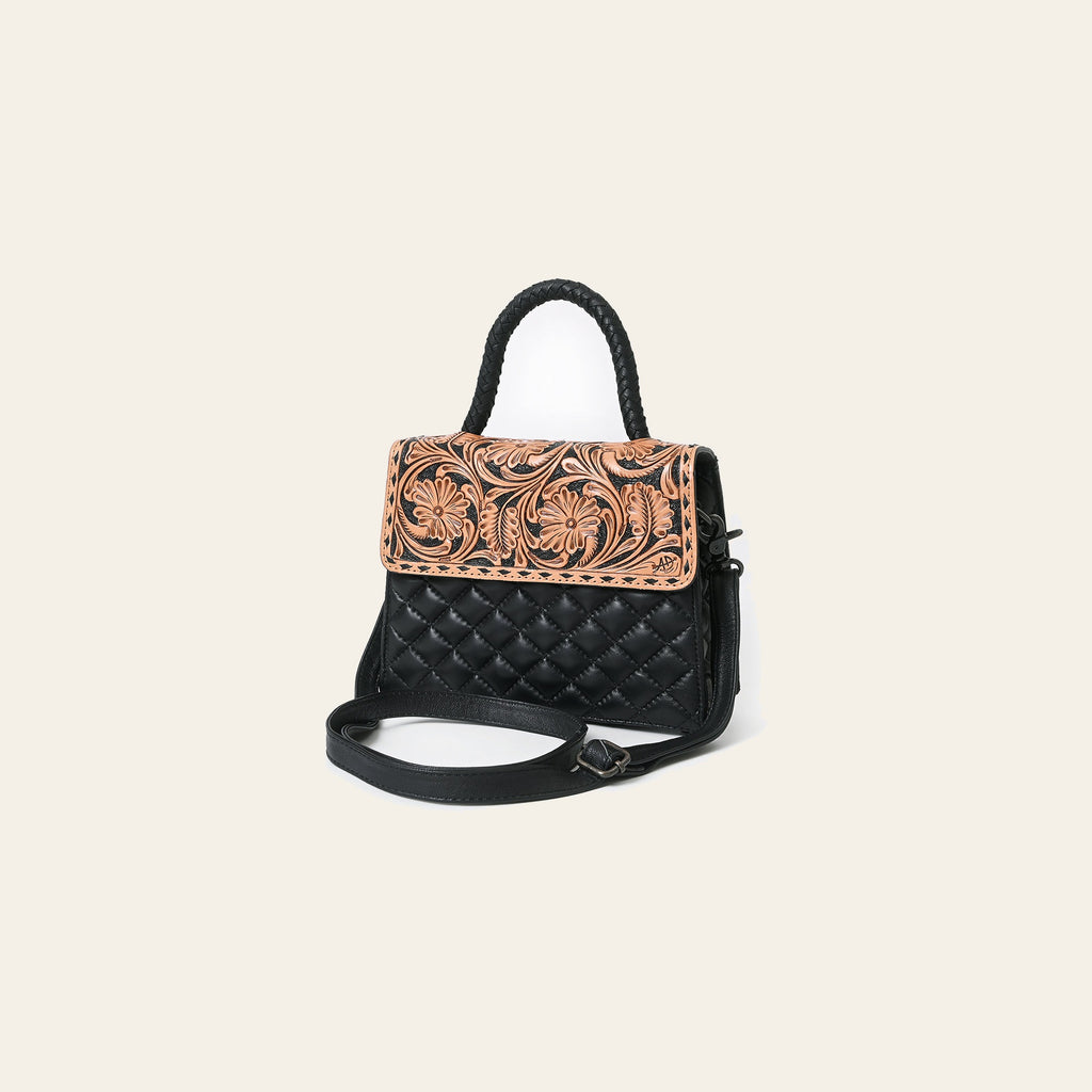 American Darling Messenger Bag Hand Tooled Floral Carved Quilted Genuine Leather Western Crossbody for Women
